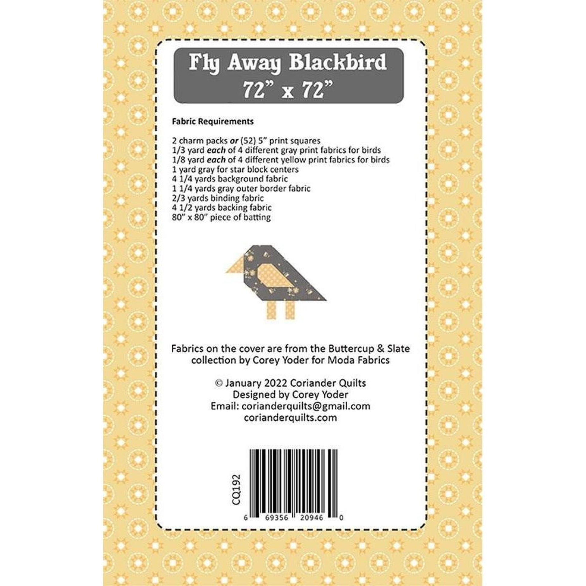 Pattern: Fly Away Blackbird 72" 72" Charm Friendly