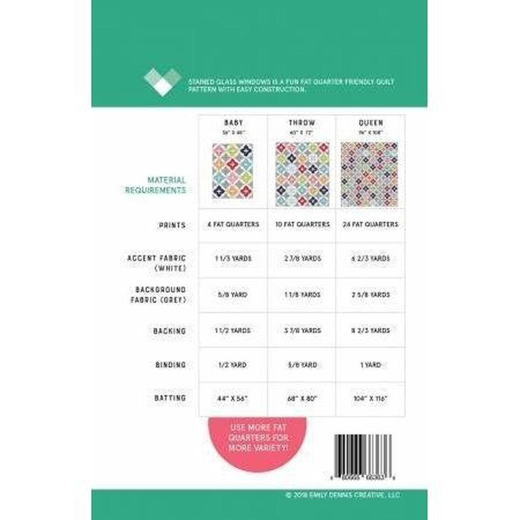 Pattern: Stained Glass Windows by Emily Dennis of Quilty Love