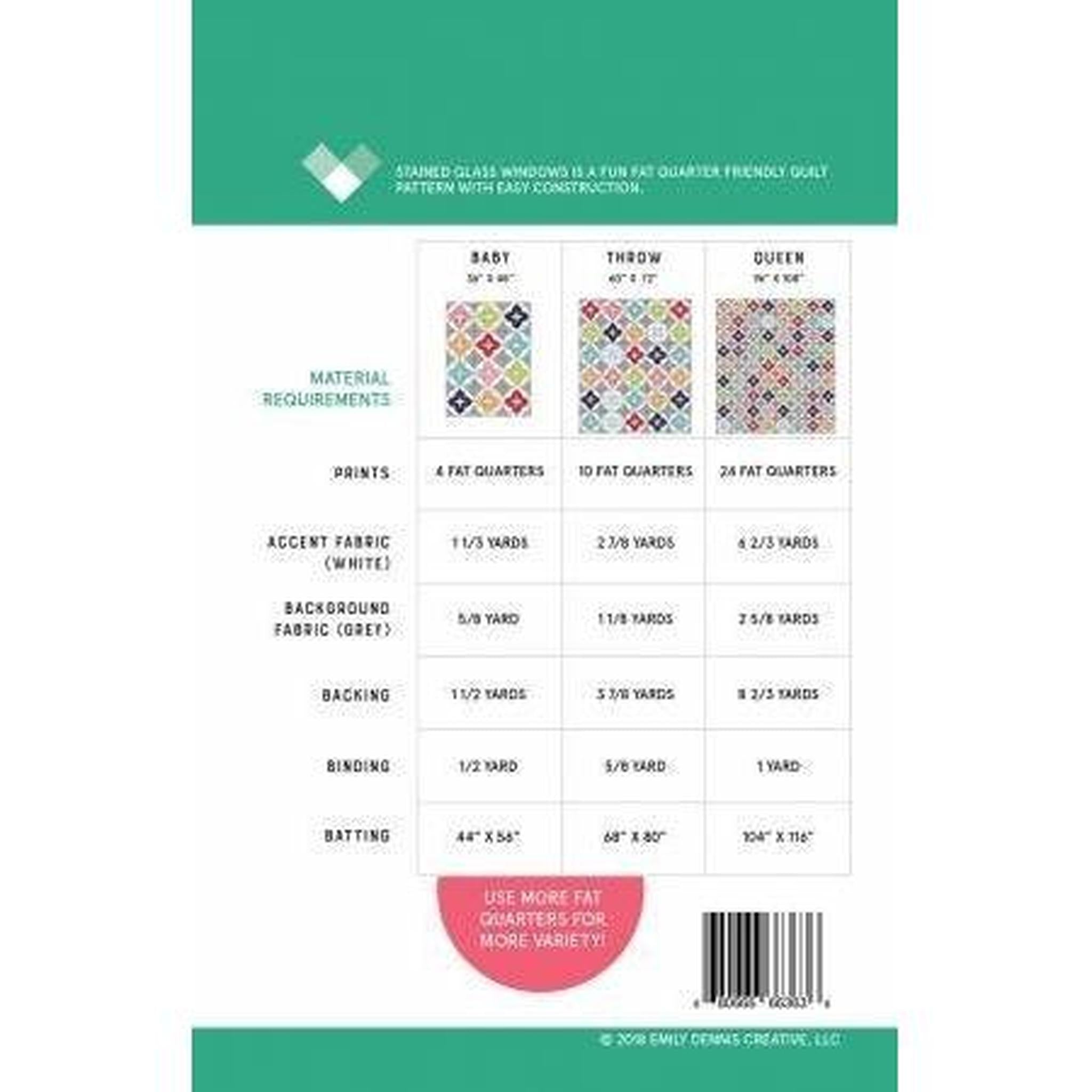 Pattern: Stained Glass Windows by Emily Dennis of Quilty Love