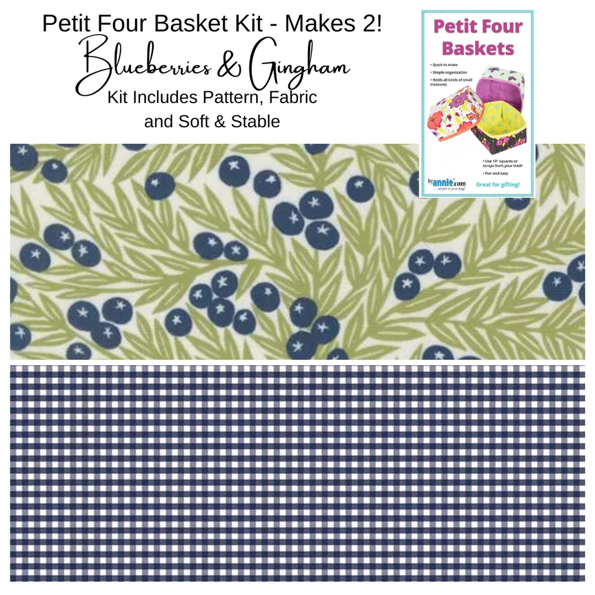 Kit: Petit Four Baskets Blueberries & Gingham