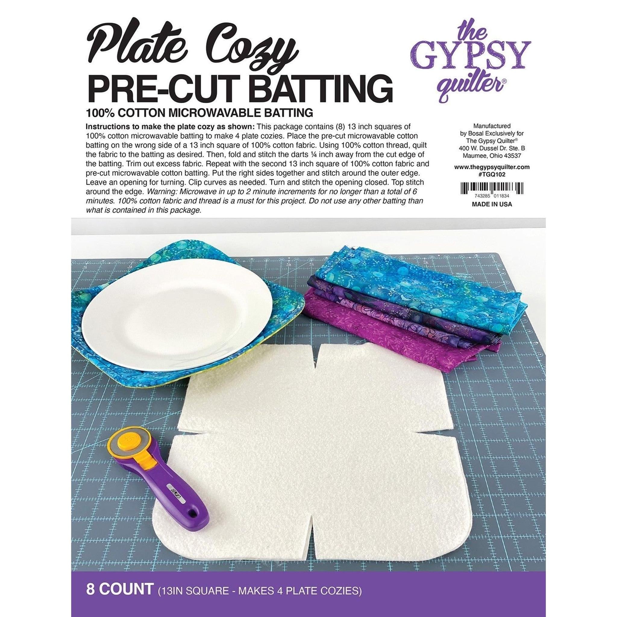 Plate Cozy Pre-Cut Batting 8ct (13in Square - Makes 4 plate cozies)