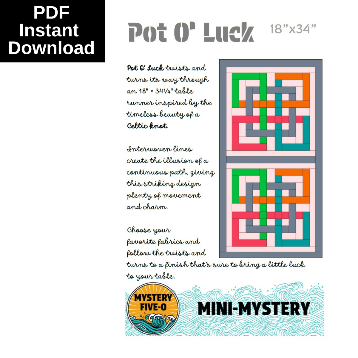 Mystery Five-0 - PDF Pattern - Mini #6 - Pot O' Luck