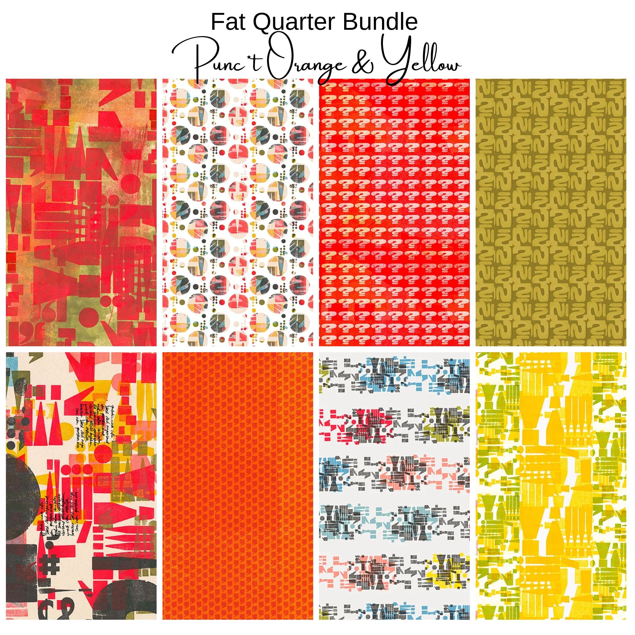 Fat Quarter Bundle (8) - PUNC*T - Orange and Yellow