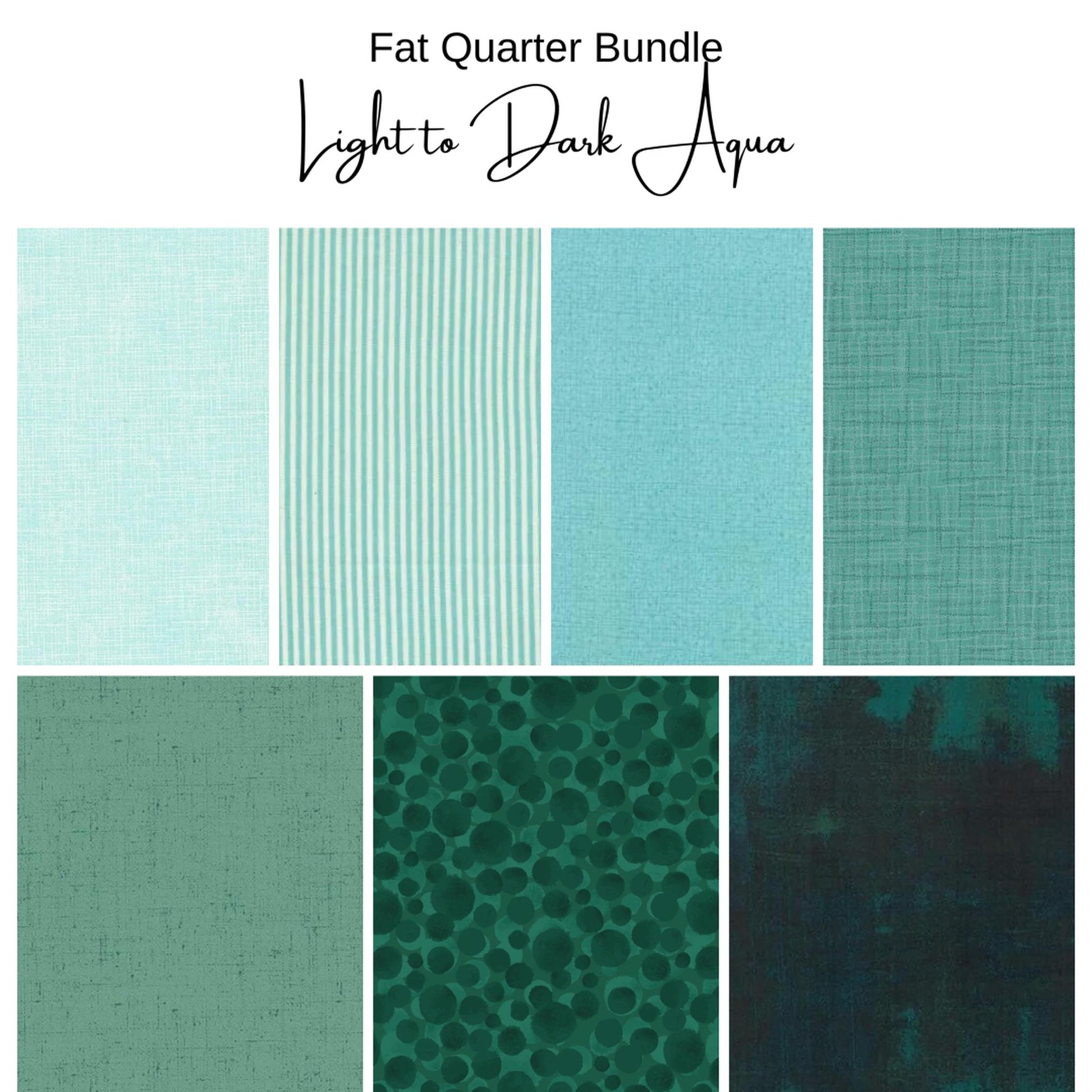 Fat Quarter Bundle (7) Light to Dark Aqua