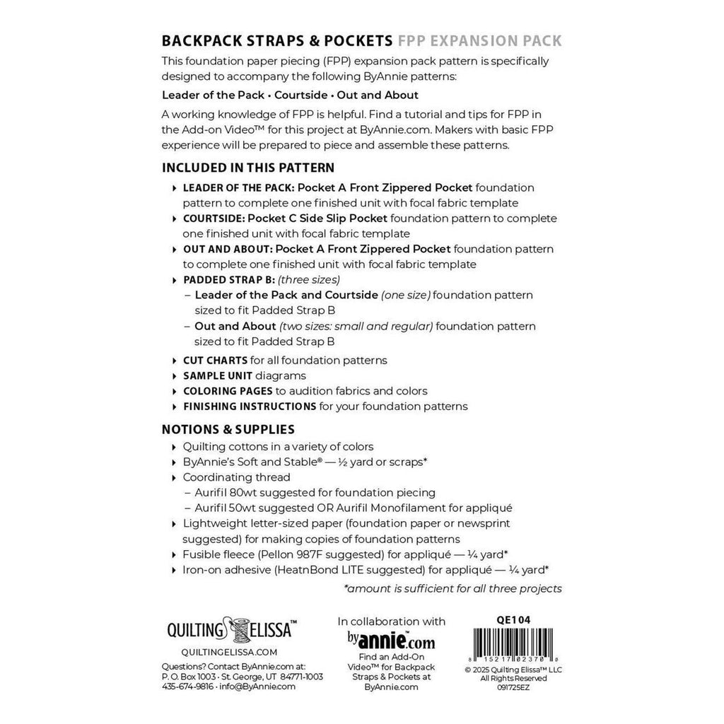 Pattern: byAnnie's Backpack Straps and Pockets - FPP Expansion Pack