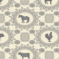 QT Country Farm Animal Doily - Cream
