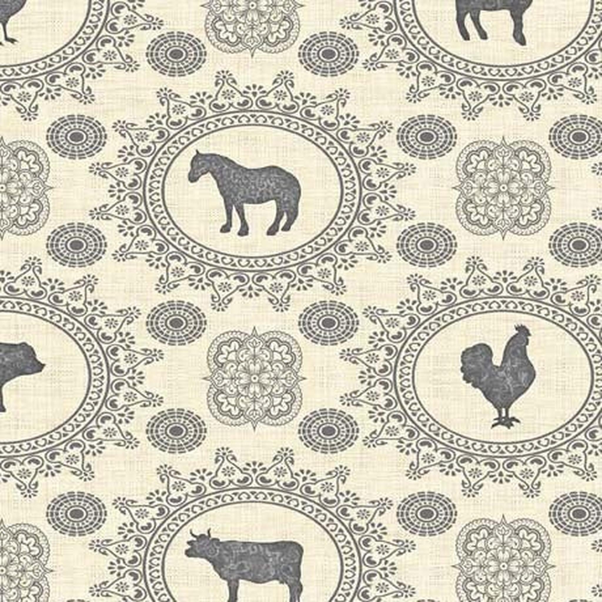 QT Country Farm Animal Doily - Cream