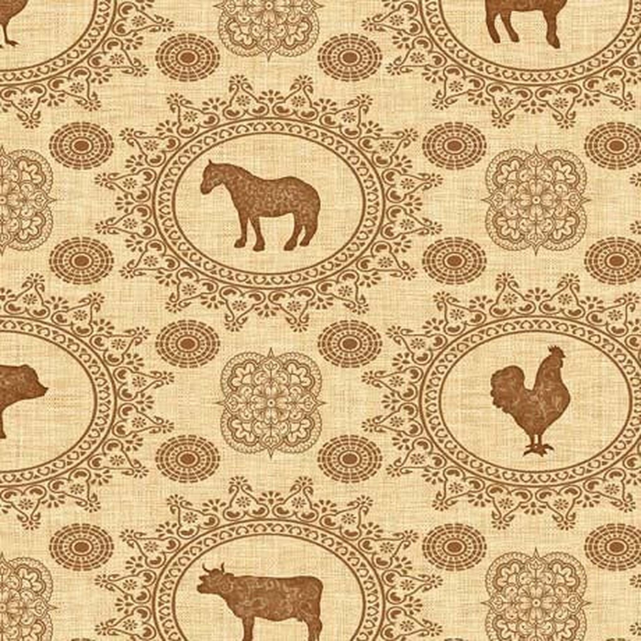 QT Country Farm Animal Doily Tan