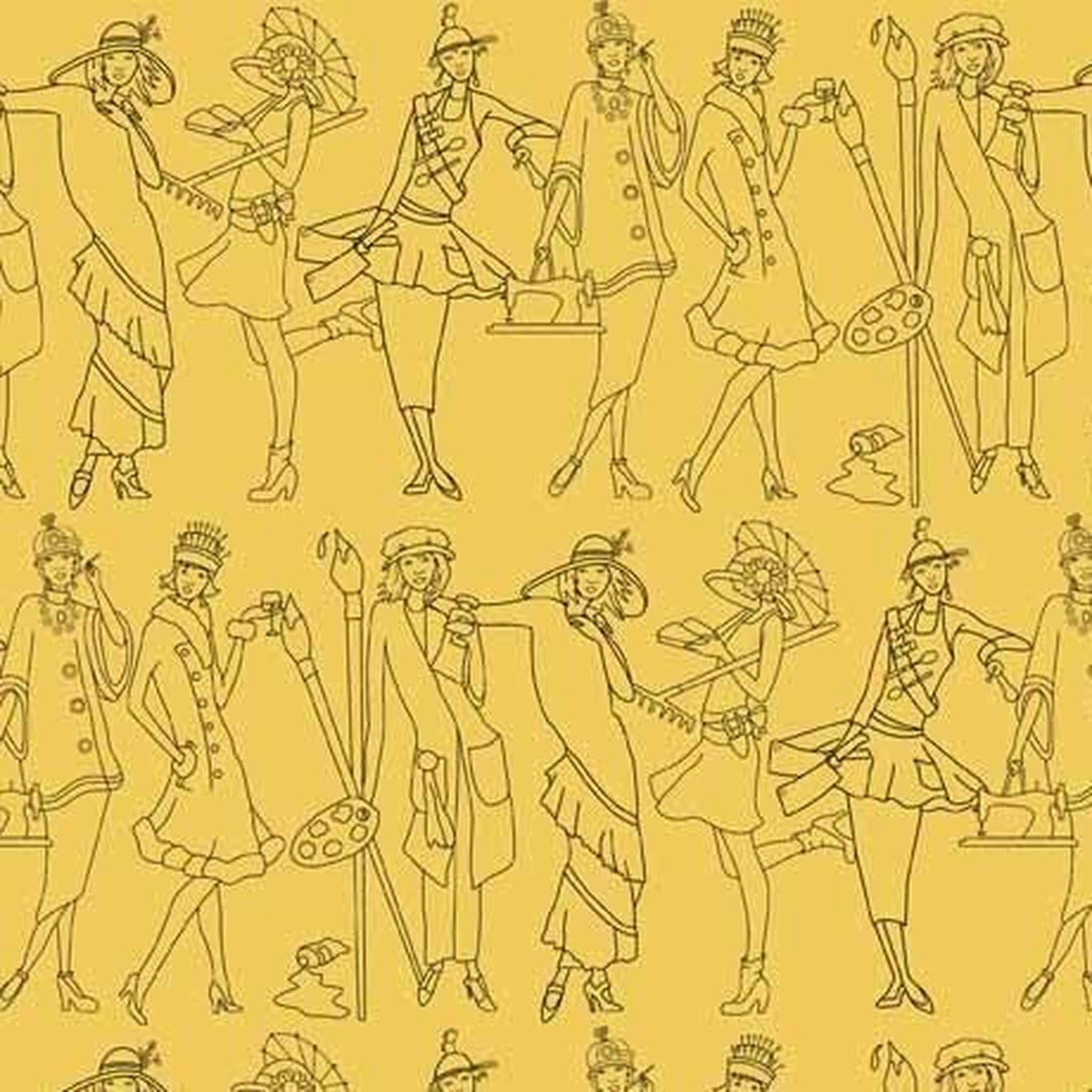 QT Les Femmes Fashionista - Women Sketch - Yellow