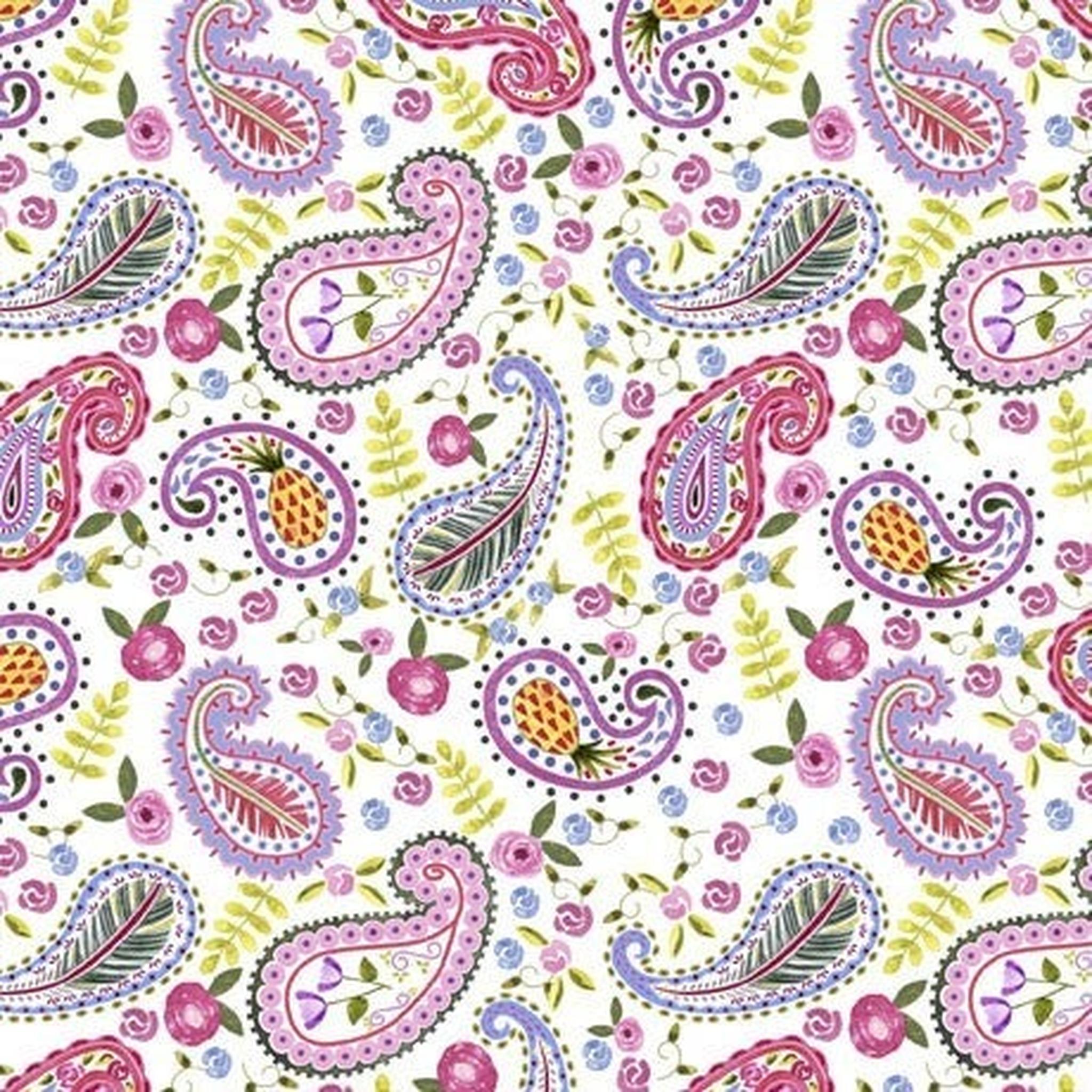 QT My Watercolor Garden - Paisley - White