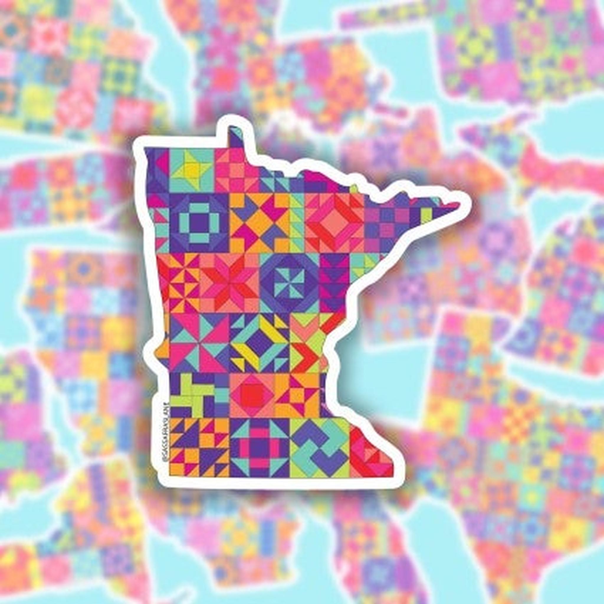 Quilty State Sticker by Sassafras Lane Design | Minnesota