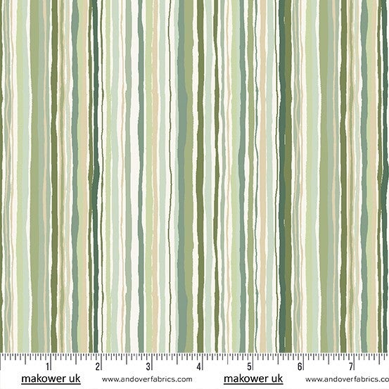 Foxwood by Makower UK - Ripple Stripe Green
