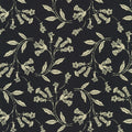 RK Cotton Flax Prints - Swirly Flowers: Black