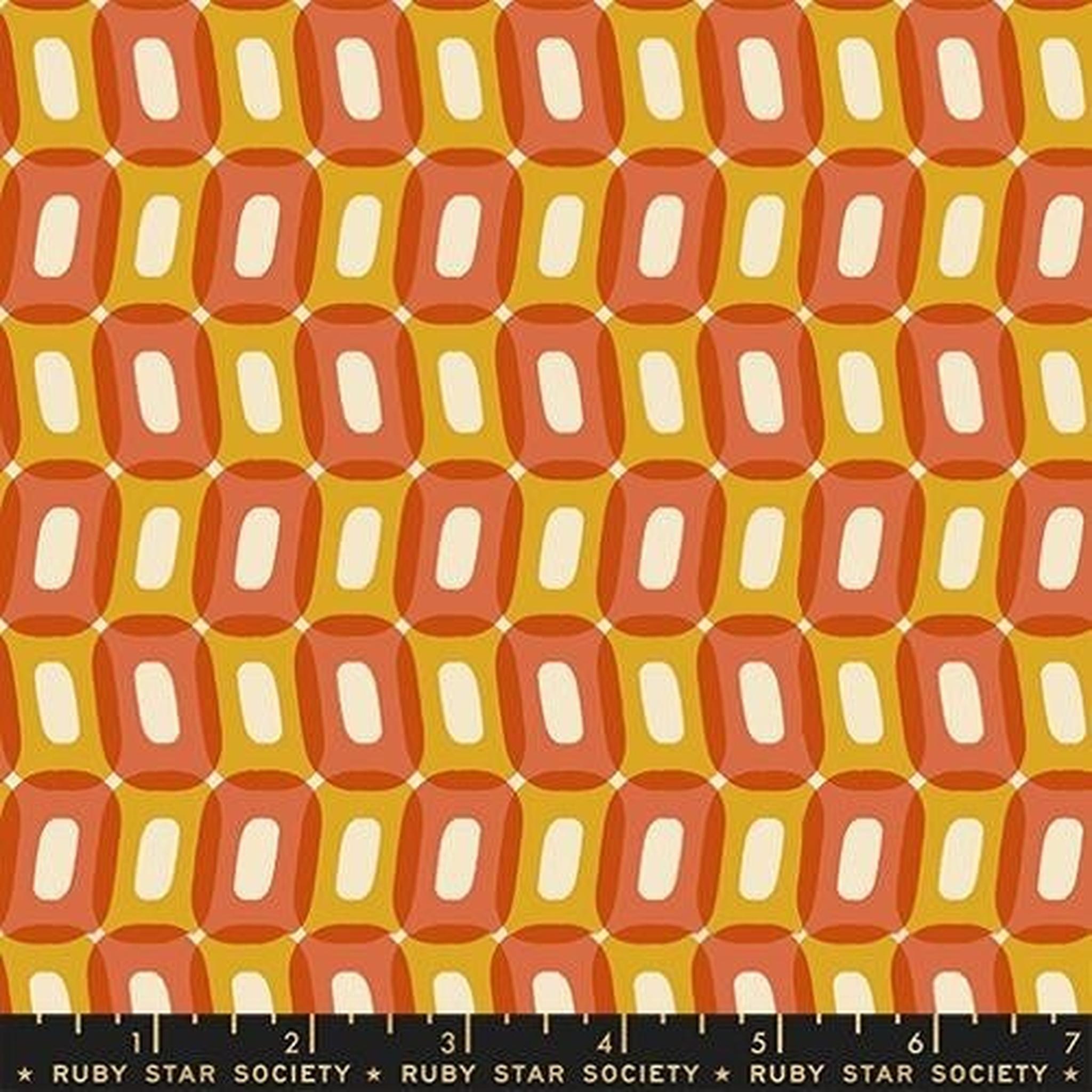 RS To and Fro Geometric Circles Shapes Retro - Rust