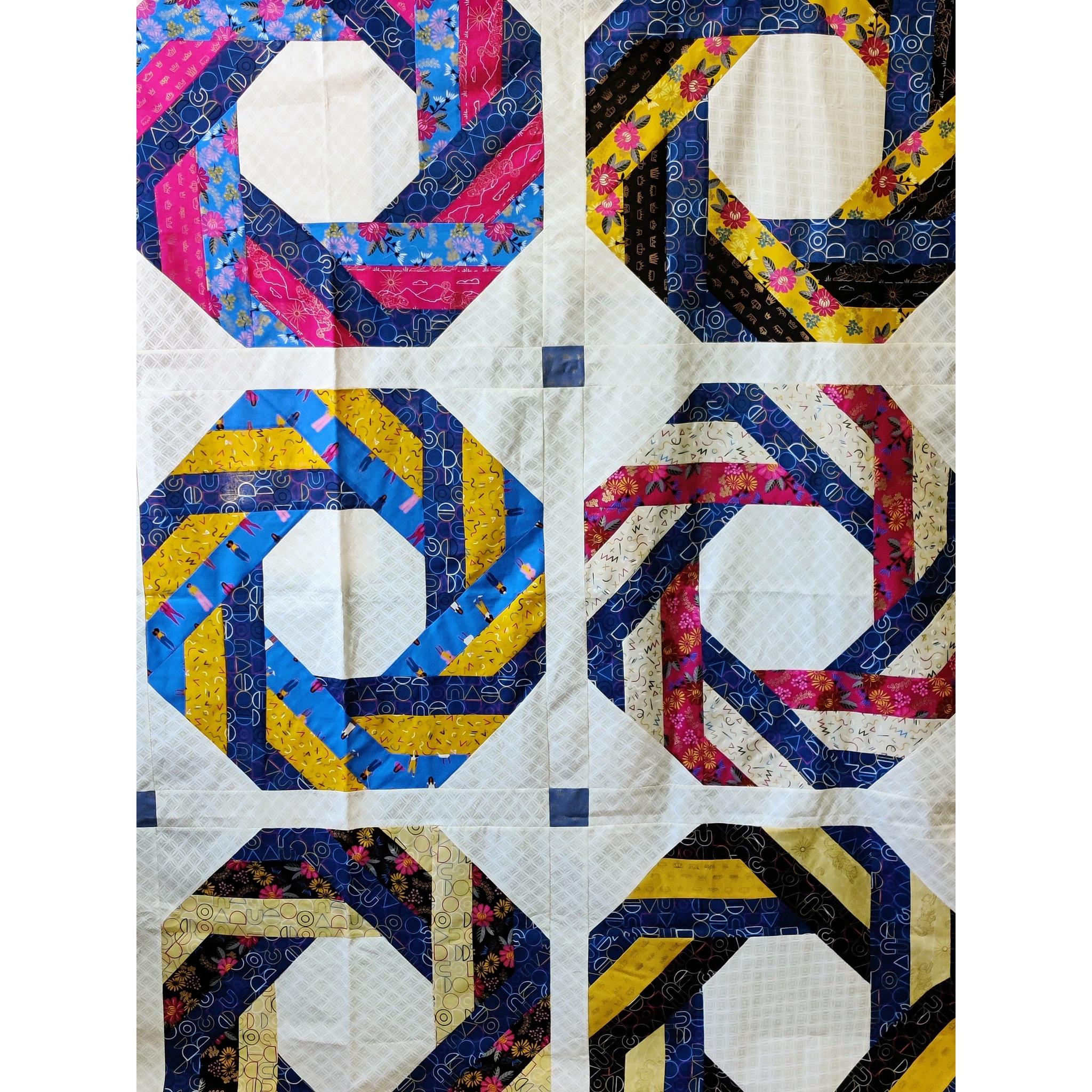 SAMPLE: Basket Weave - Ruby Star Reign (70" x 70")