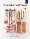 Clearly Carry All Pouches with colorful patterns on a white background