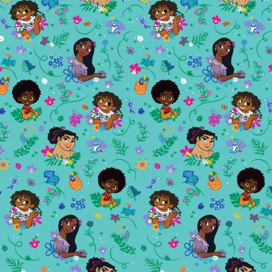 Licensed Prints - Encanto Floral Swirl - Aqua