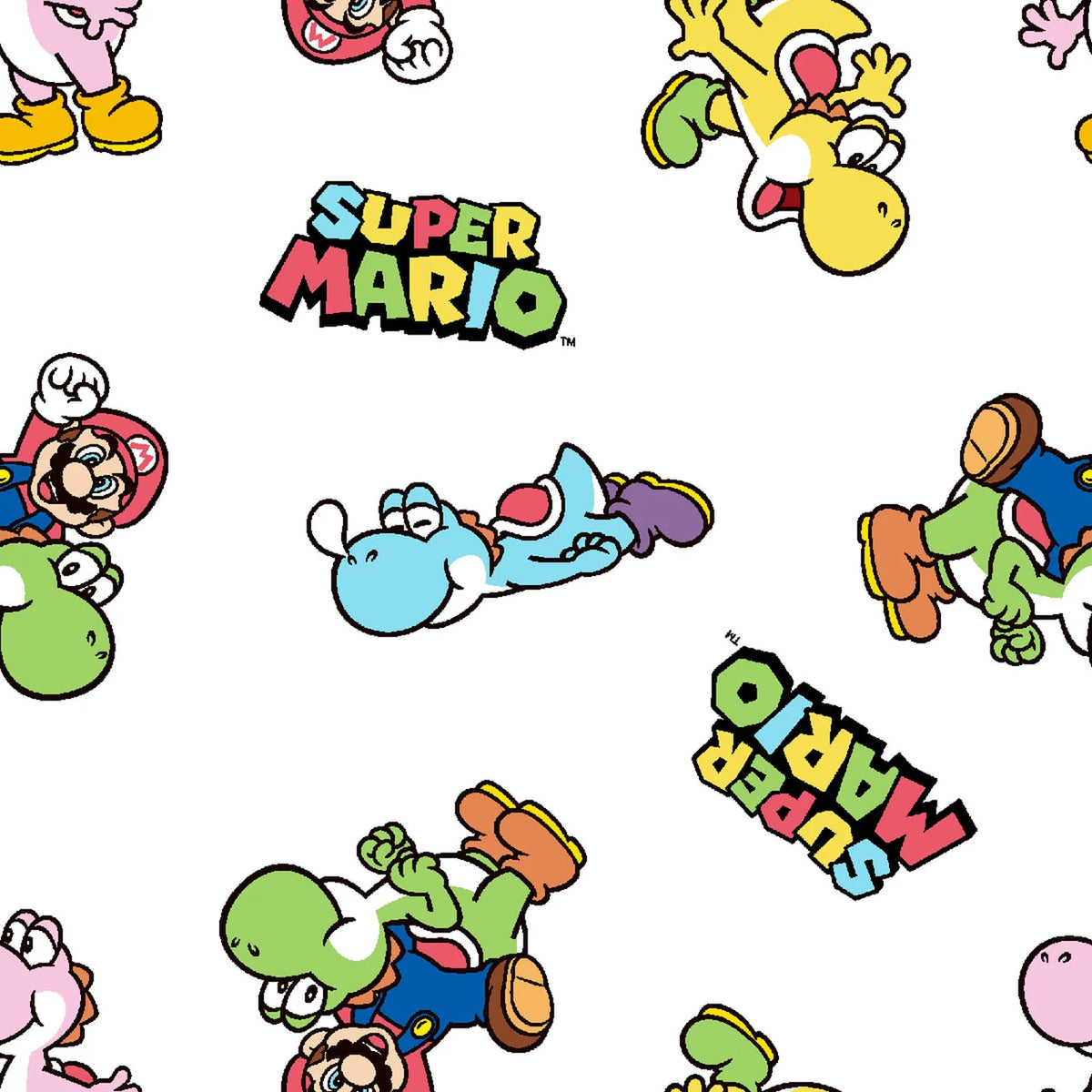 Licensed Prints - Super Mario Bro. - Mario and Yoshi - White