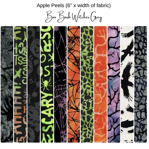 6" Apple Peels (11) - Boo Bash Batiks - Witches - Grey