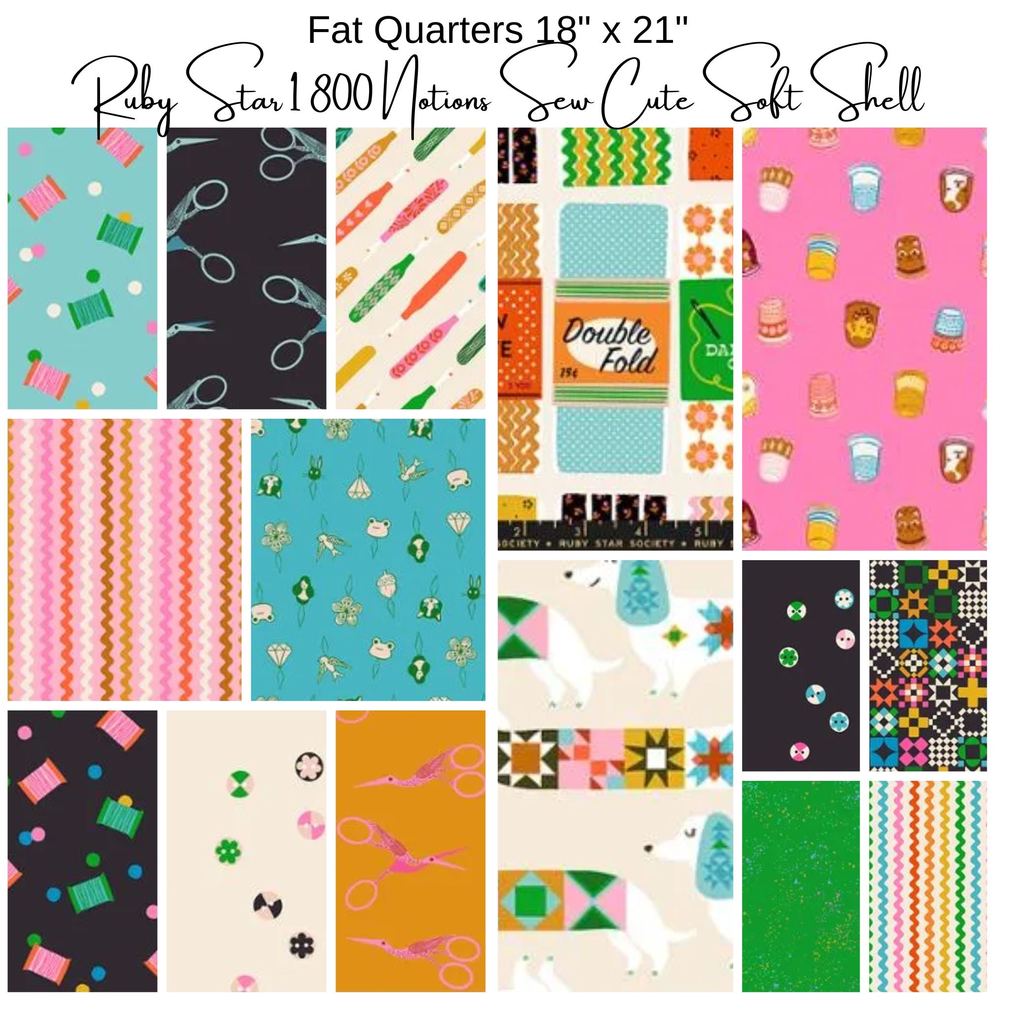 Fat Quarter Bundle (15) - 1 800 Notion - Sew Cute Soft Shell
