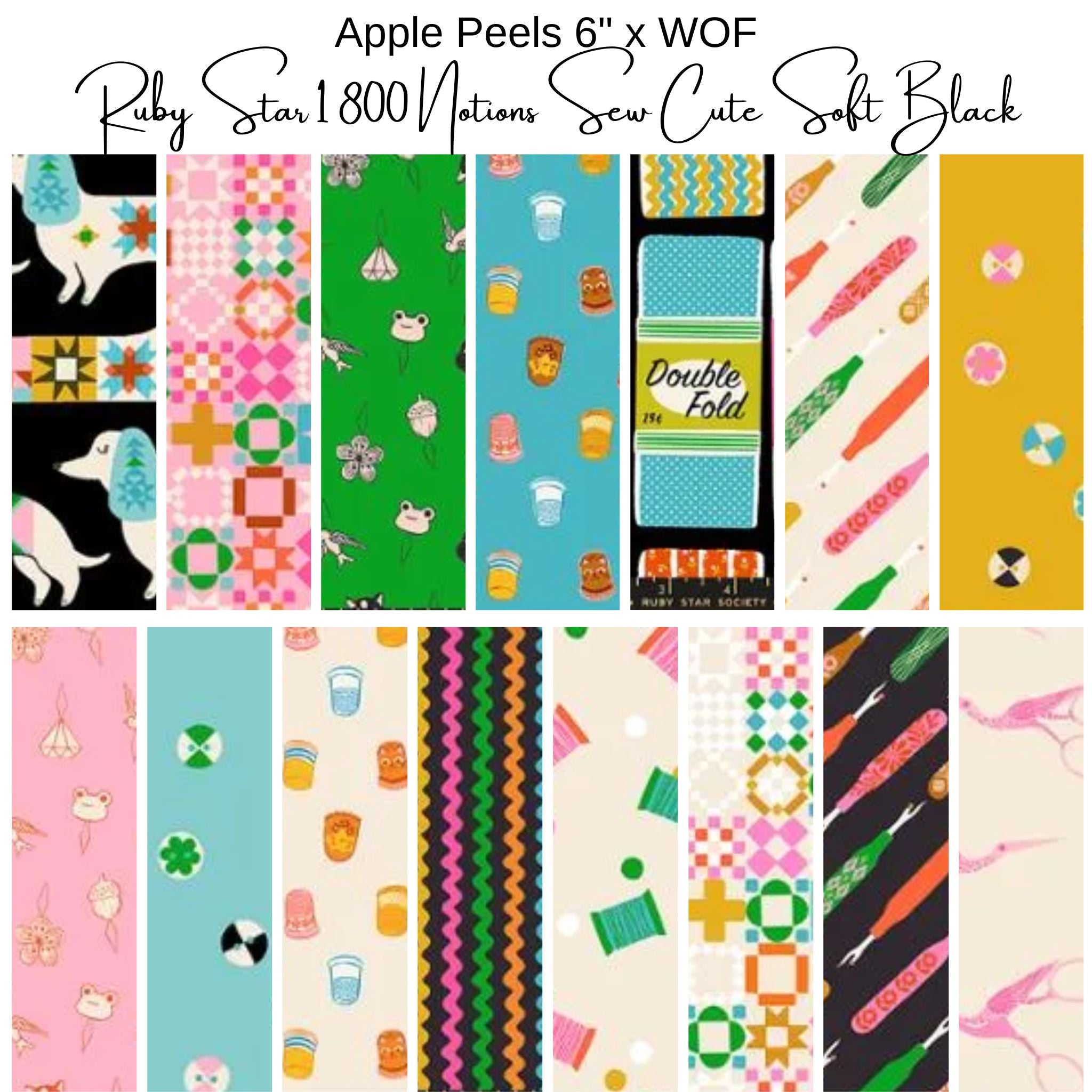 6" Apple Peels (15) - 1 800 Notion - Sew Cute Soft Black