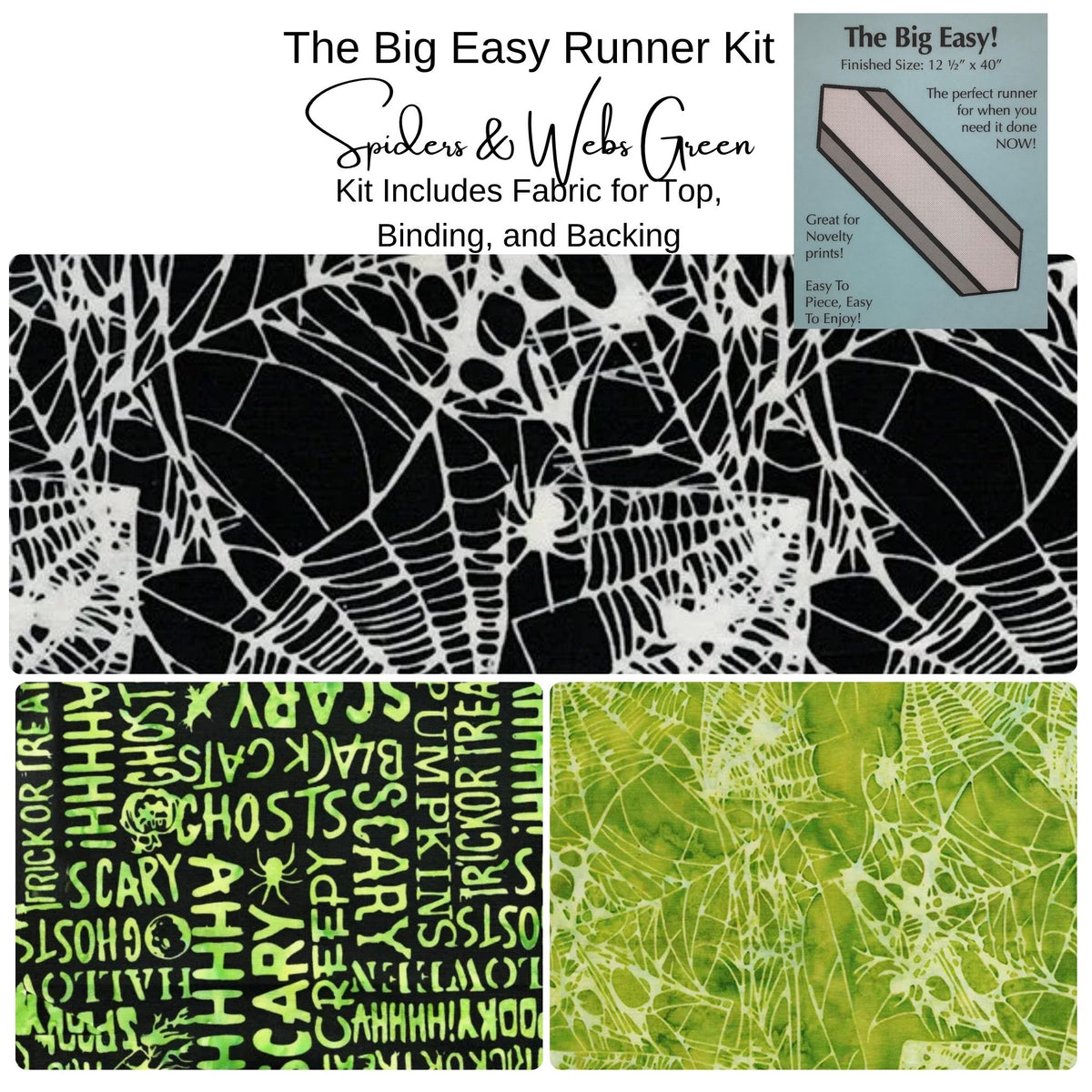 Big Easy Table Runner Kit - Spiders & Webs Green