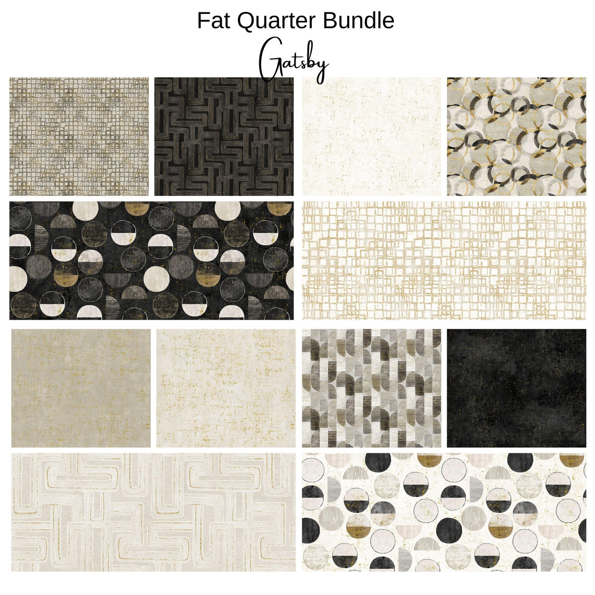 Fat Quarter Bundle (12) - Gatsby - Champagne Noir
