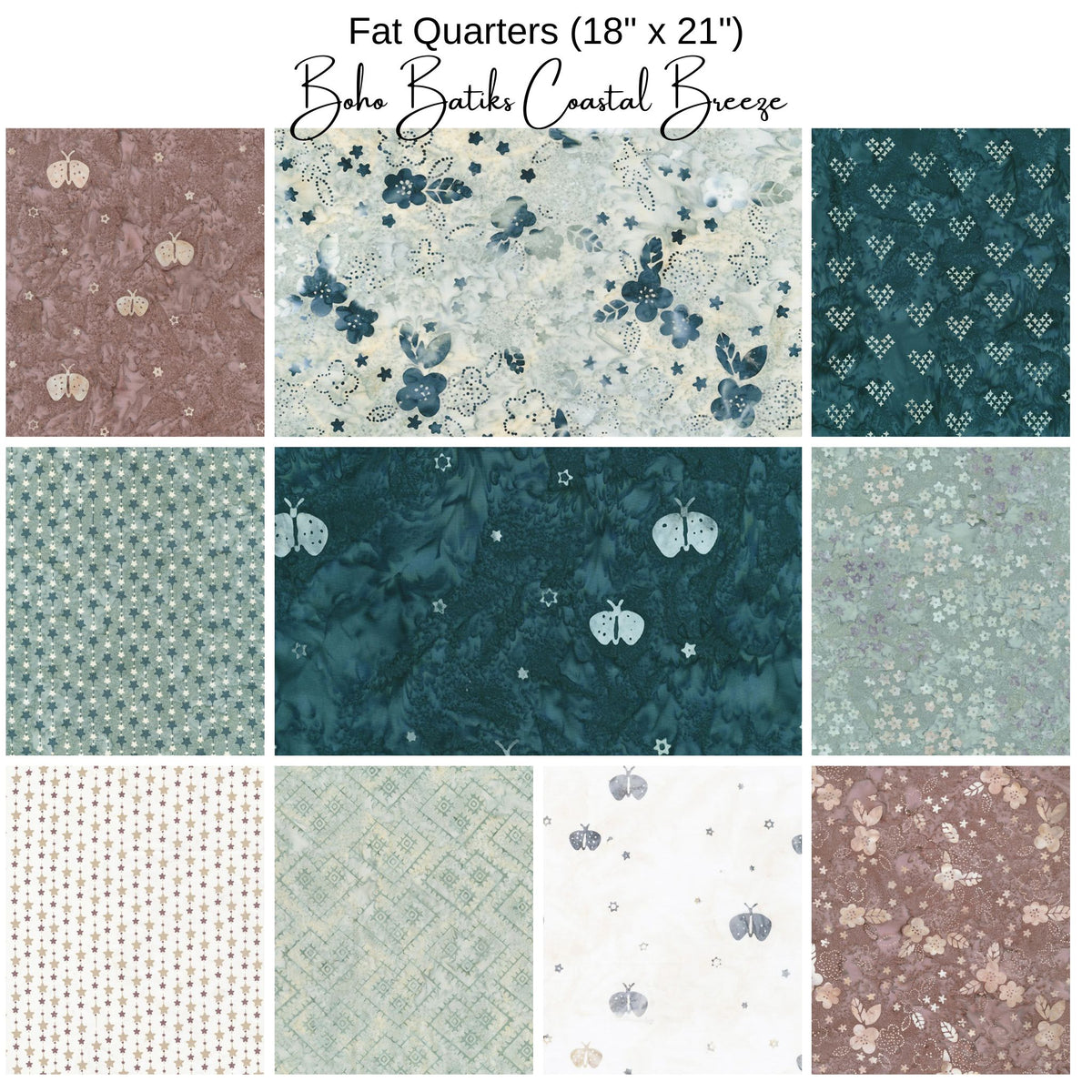Fat Quarter Bundle (10) - Boho Batiks - Coastal Breeze