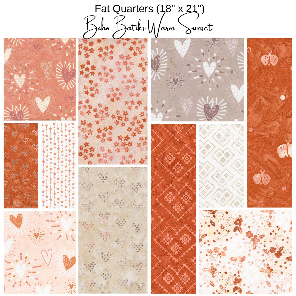 Fat Quarter Bundle (11) - Boho Batiks - Warm Sunset