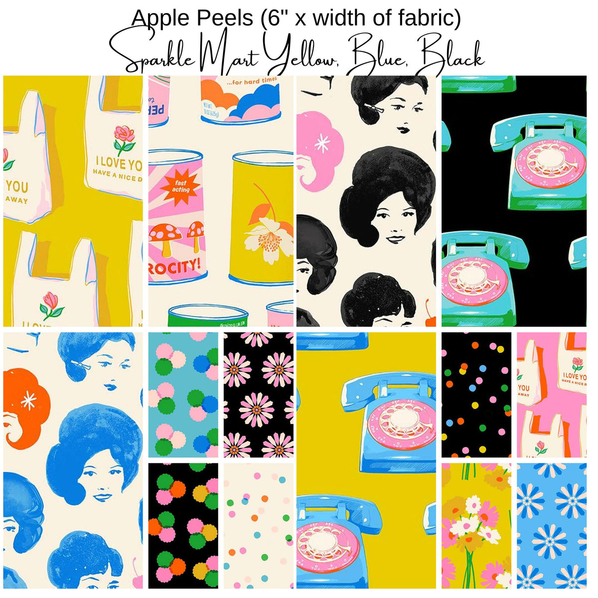 6" Apple Peel (14) - Sparkle Mart - Yellow Blue Black