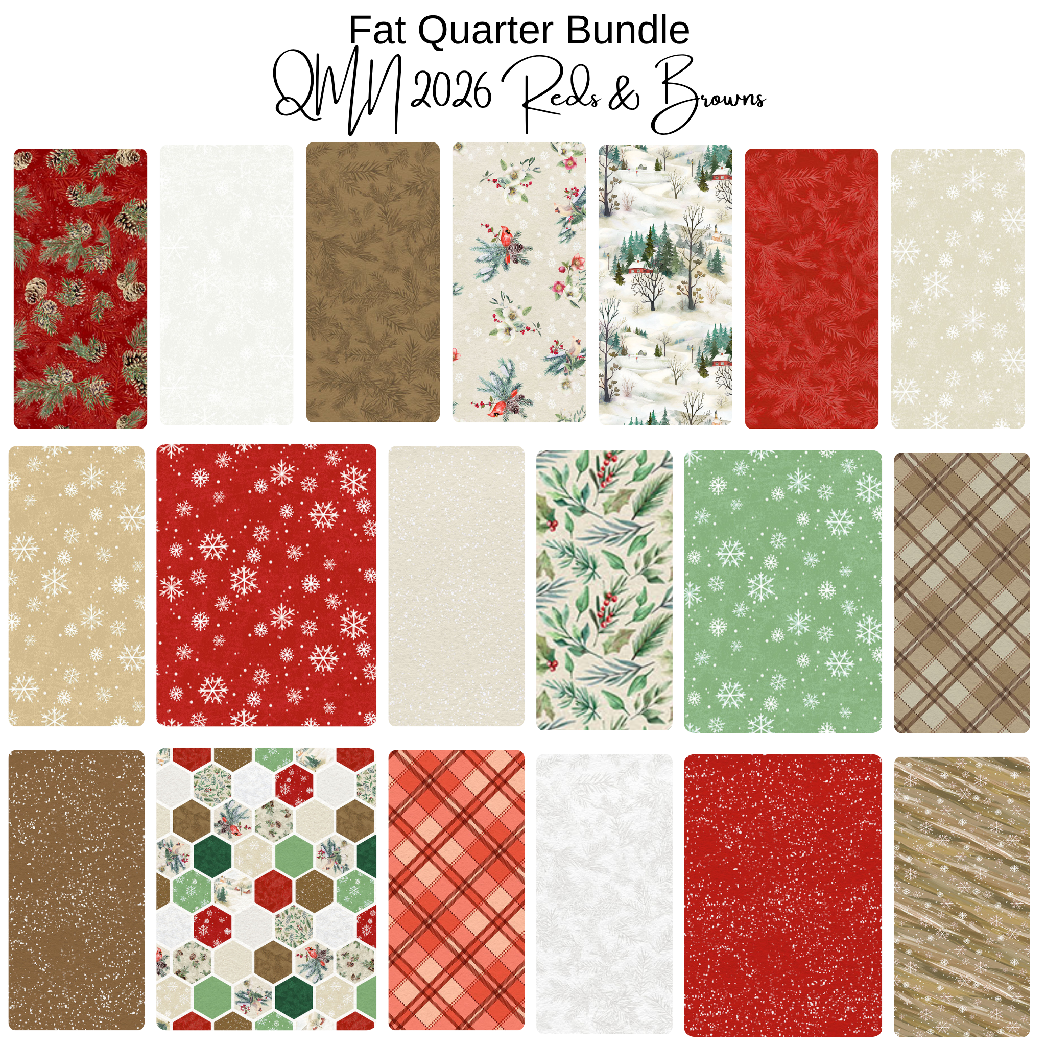 Fat Quarter Bundle (19) Quilt Minnesota 2026 - Reds and Browns