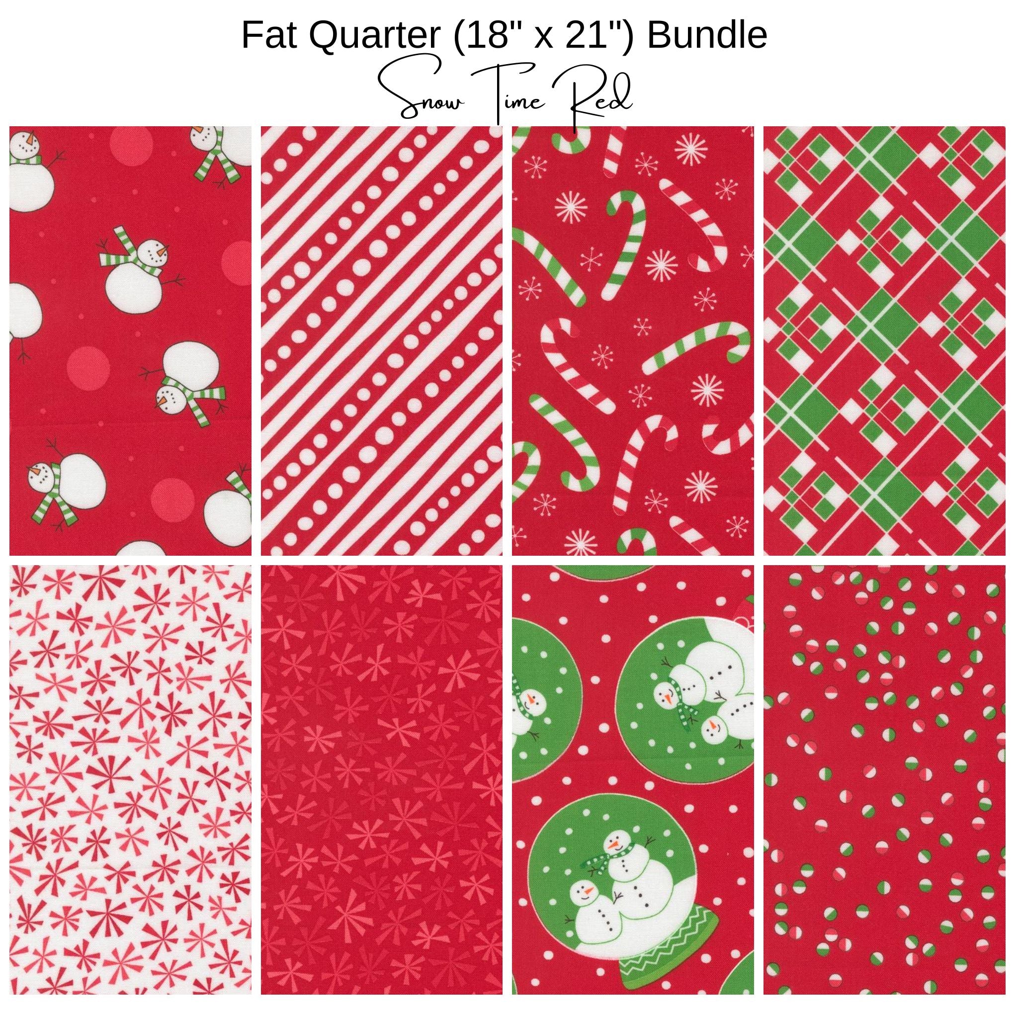 Fat Quarter Bundle (8) - Snow Time by Me and My Sister - Red