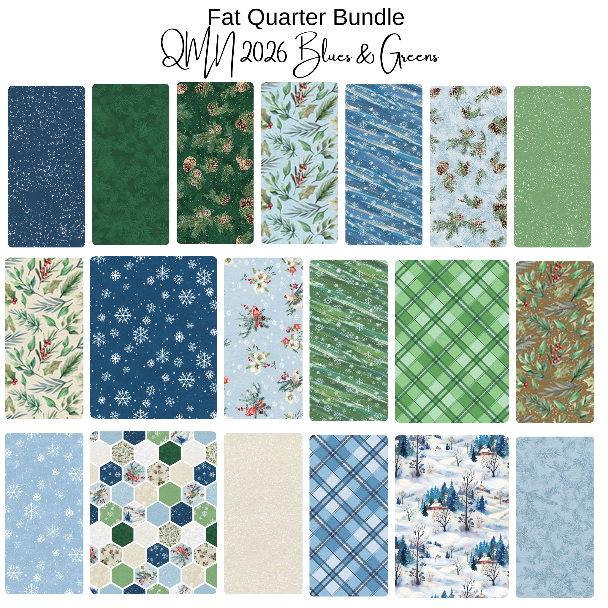 Fat Quarter Bundle (19) Quilt Minnesota 2026 - Blues and Greens