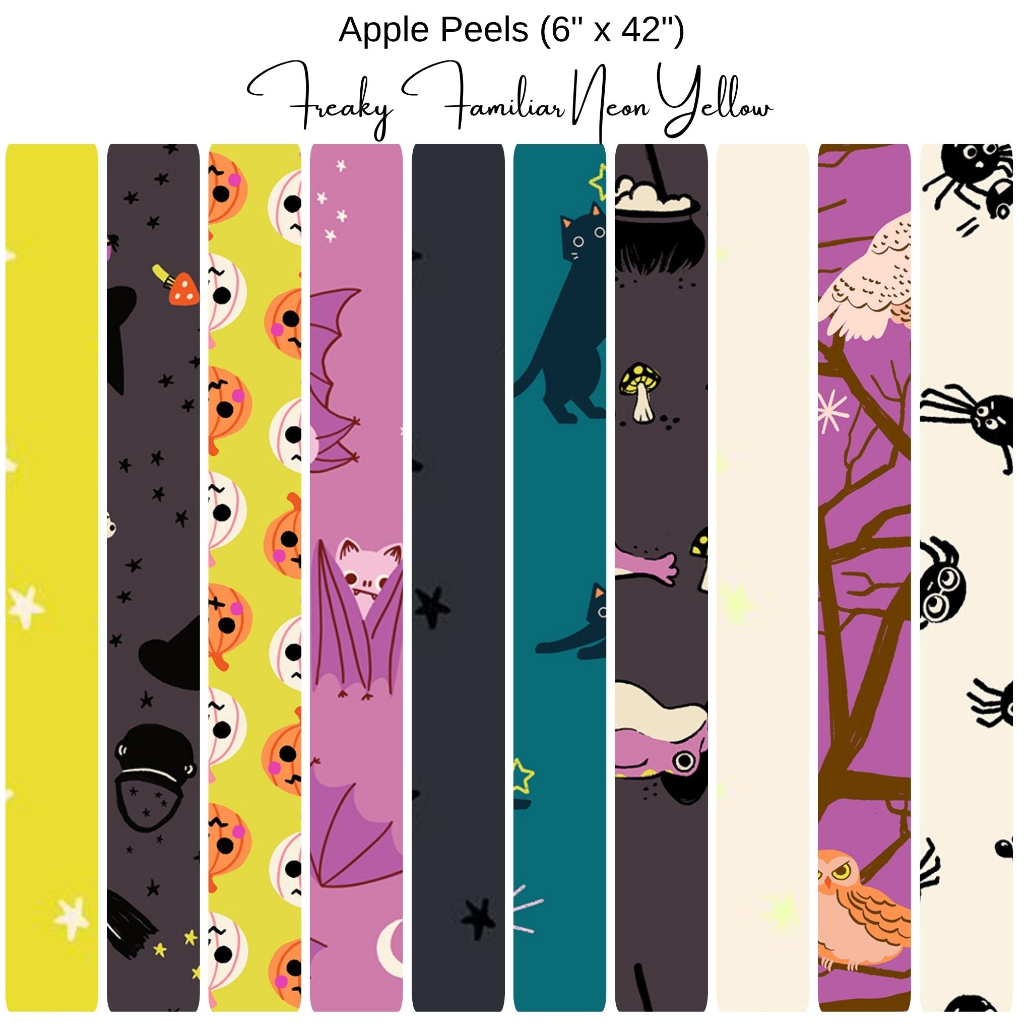 6" Apple Peels (10) - Freaky Familiars - Neon Yellow