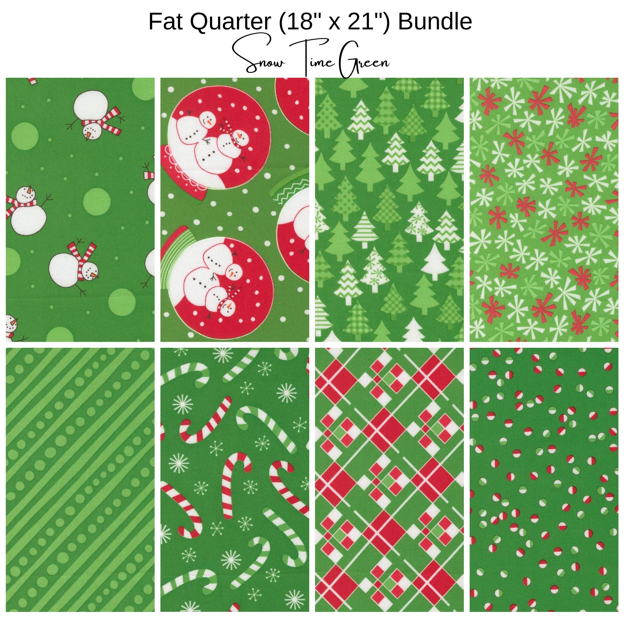 Fat Quarter Bundle (8) - Snow Time by Me and My Sister - Green