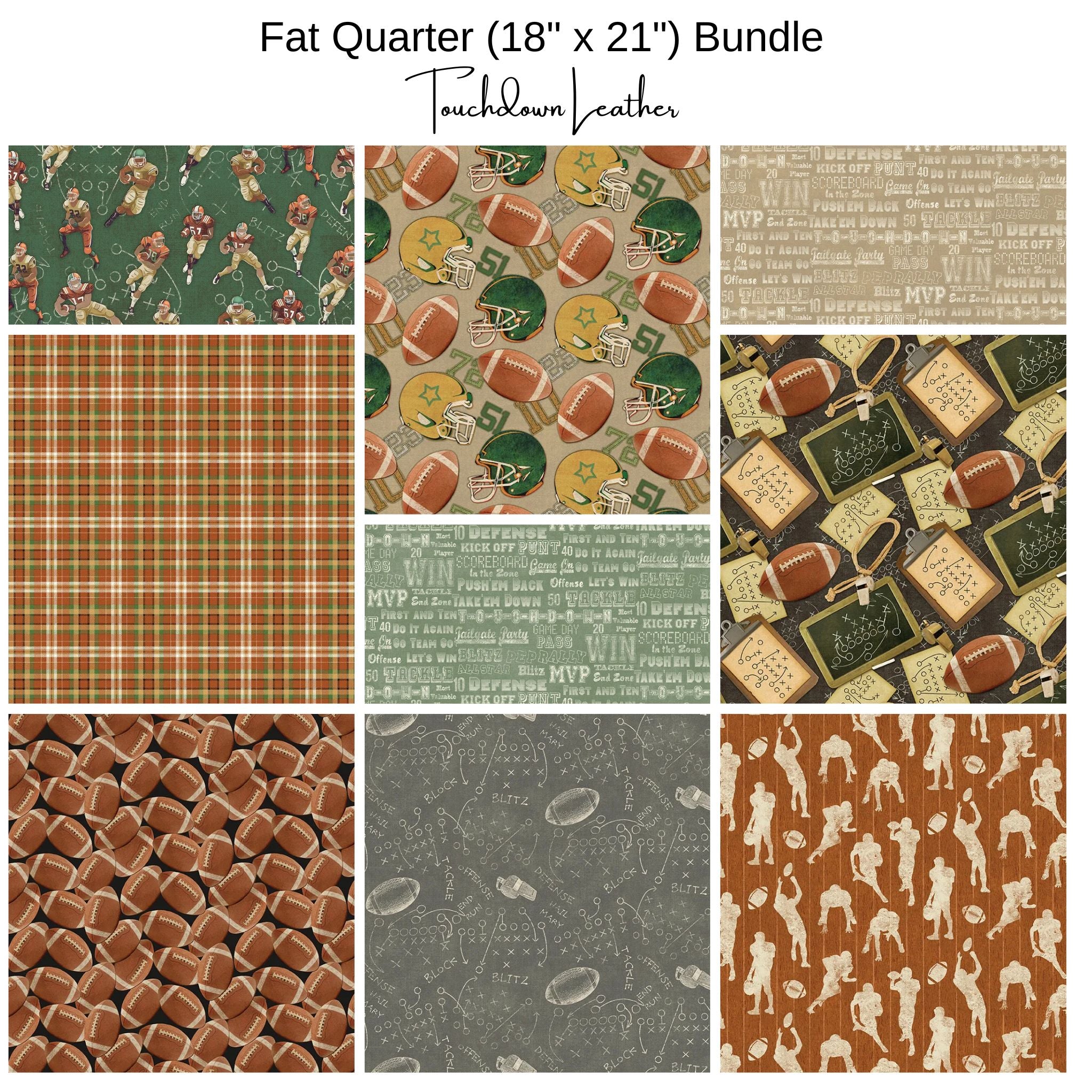 Fat Quarter Bundle (9) - Touchdown - Leather