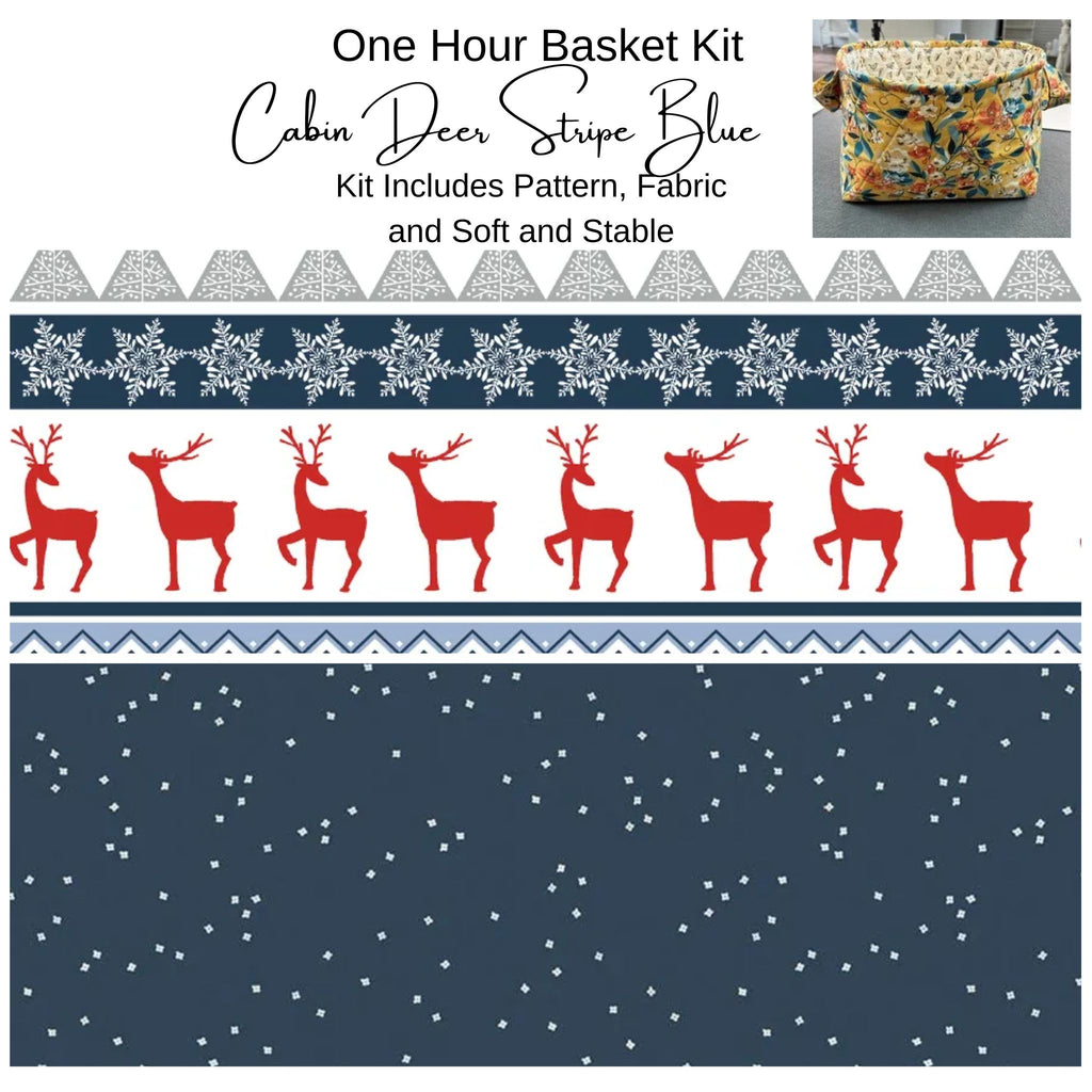 Kit: One Hour Basket - Cabin Deer Stripe 9"Wx 6"Dx7"T