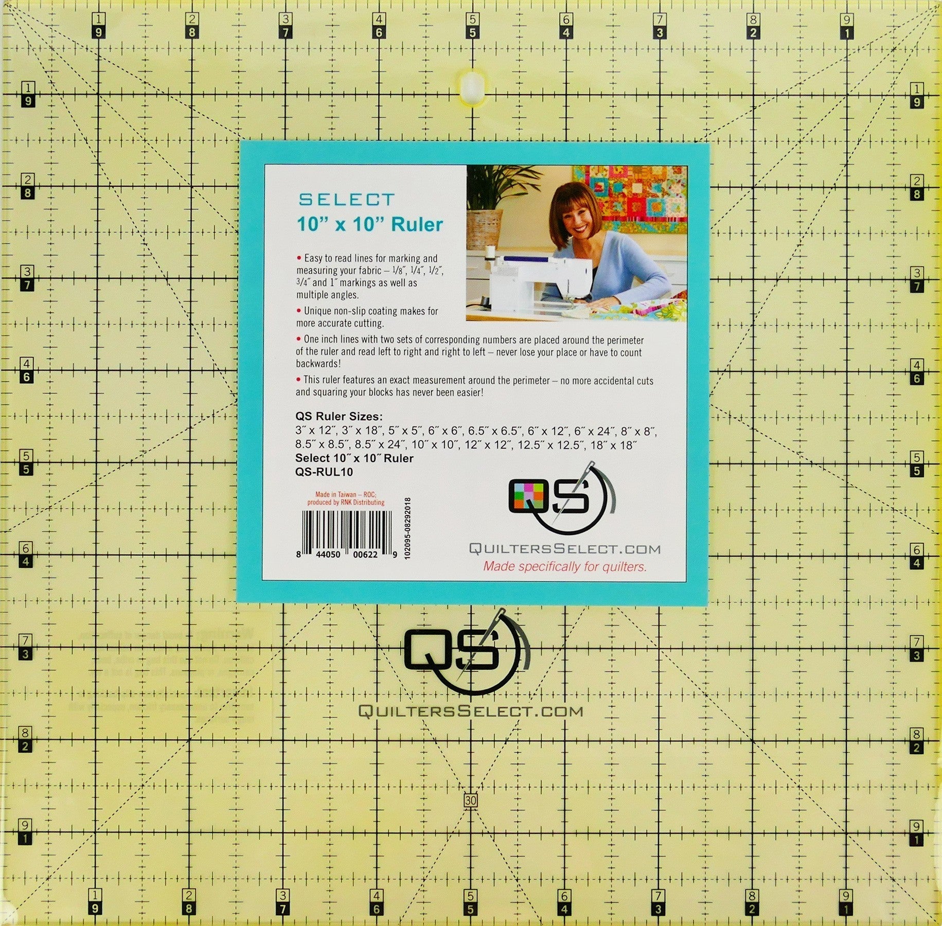 Quilters Select 10" x 10" Non Slip Ruler