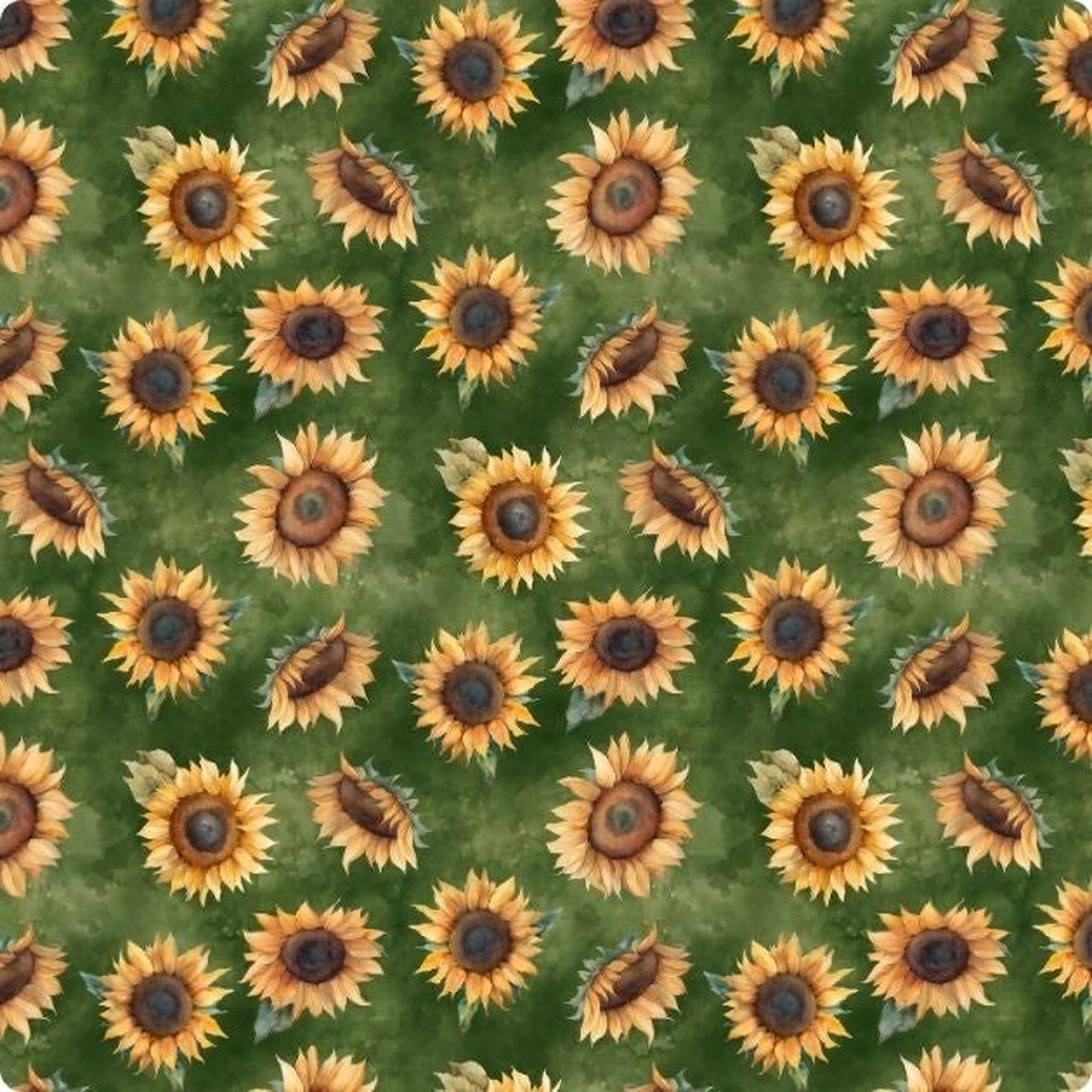 Sunkissed by Nancy Mink - Tossed Sunflowers Green