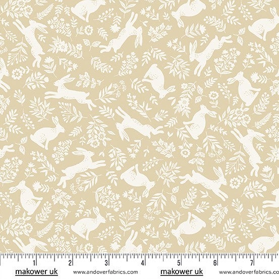 Foxwood by Makower UK - Bounding Bunnies Beige