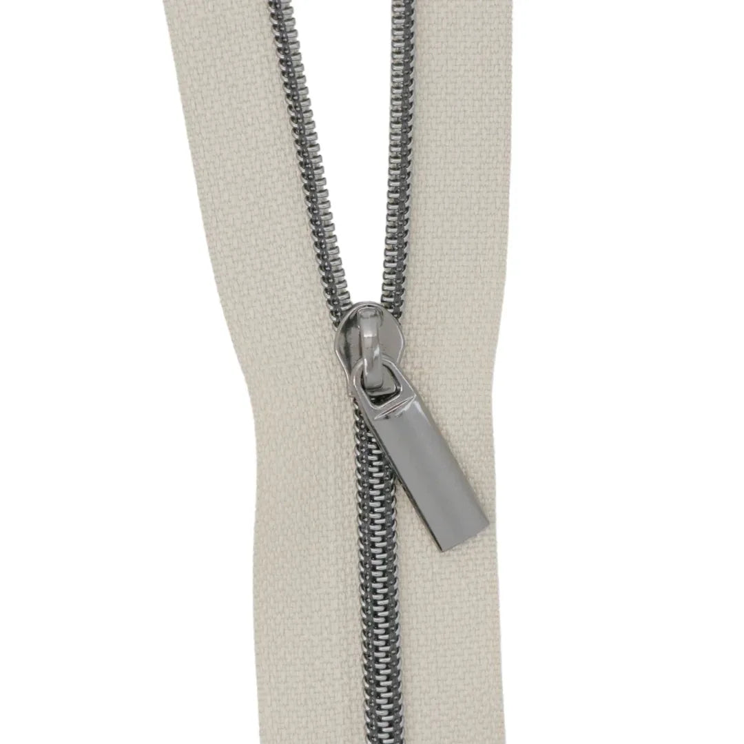 Beige Nylon Coil Zipper #3 - Gunmetal Finish