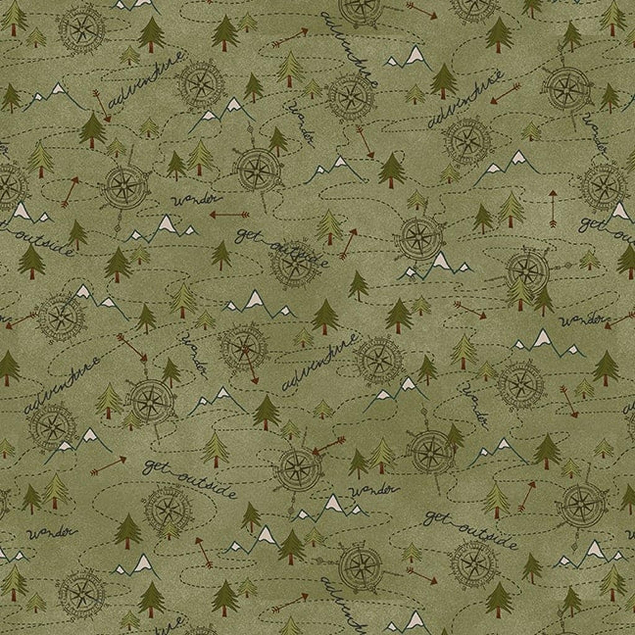 The Mountains are Calling | Mixed Media Mountain Trail - Green