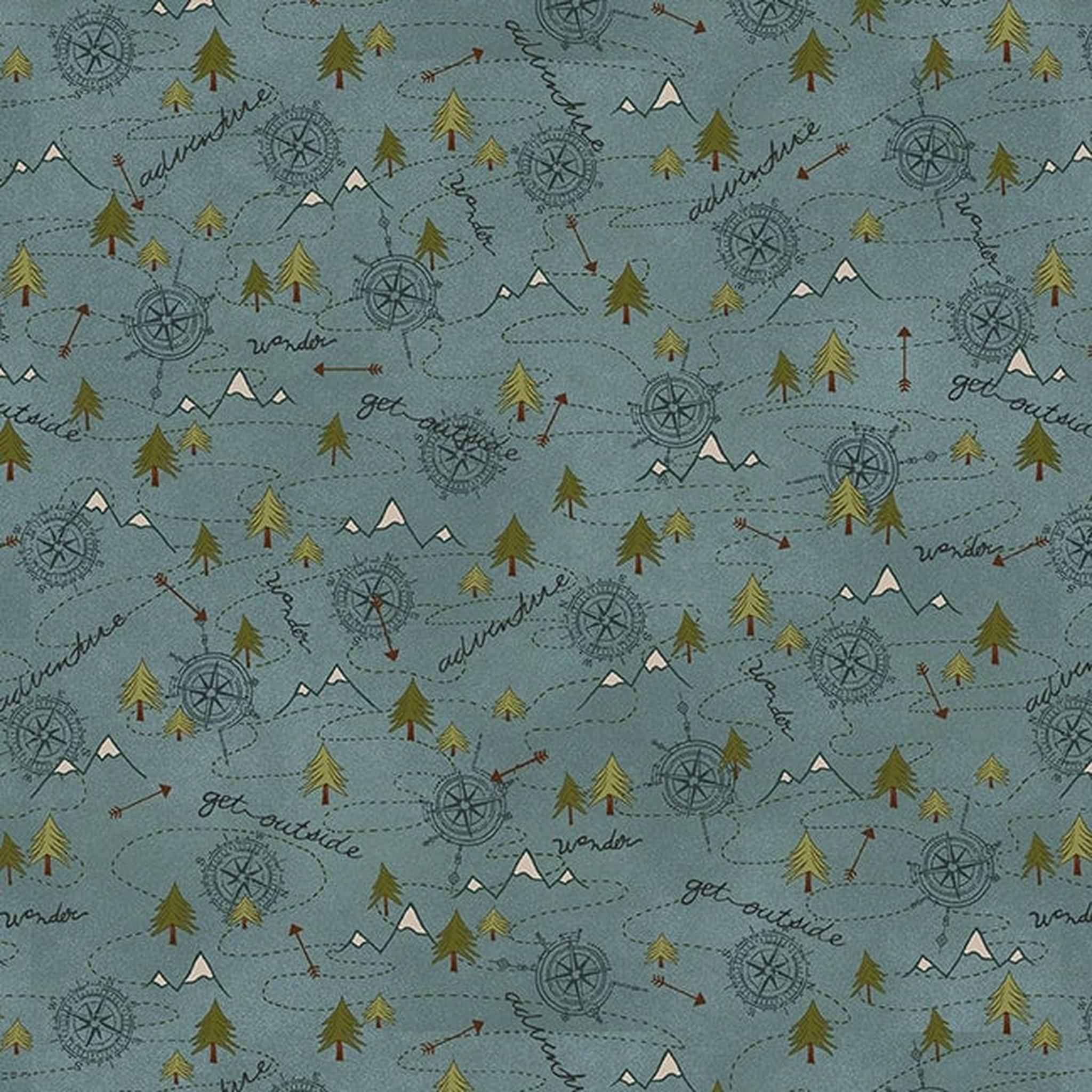 The Mountains are Calling | Mixed Media Mountain Trail - Teal