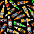 Timeless Treasure Tossed Beer Bottles - Black