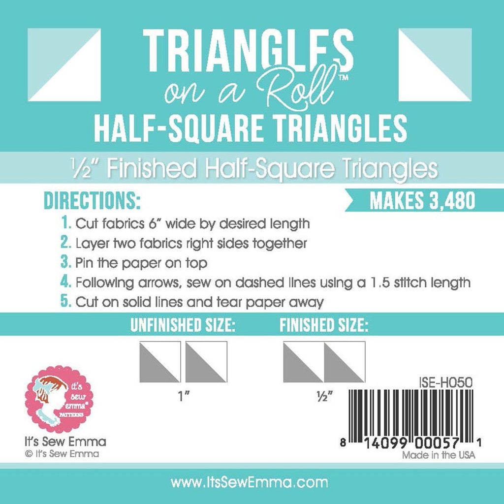 Triangles on a Roll 1/2" Half Square Triangle