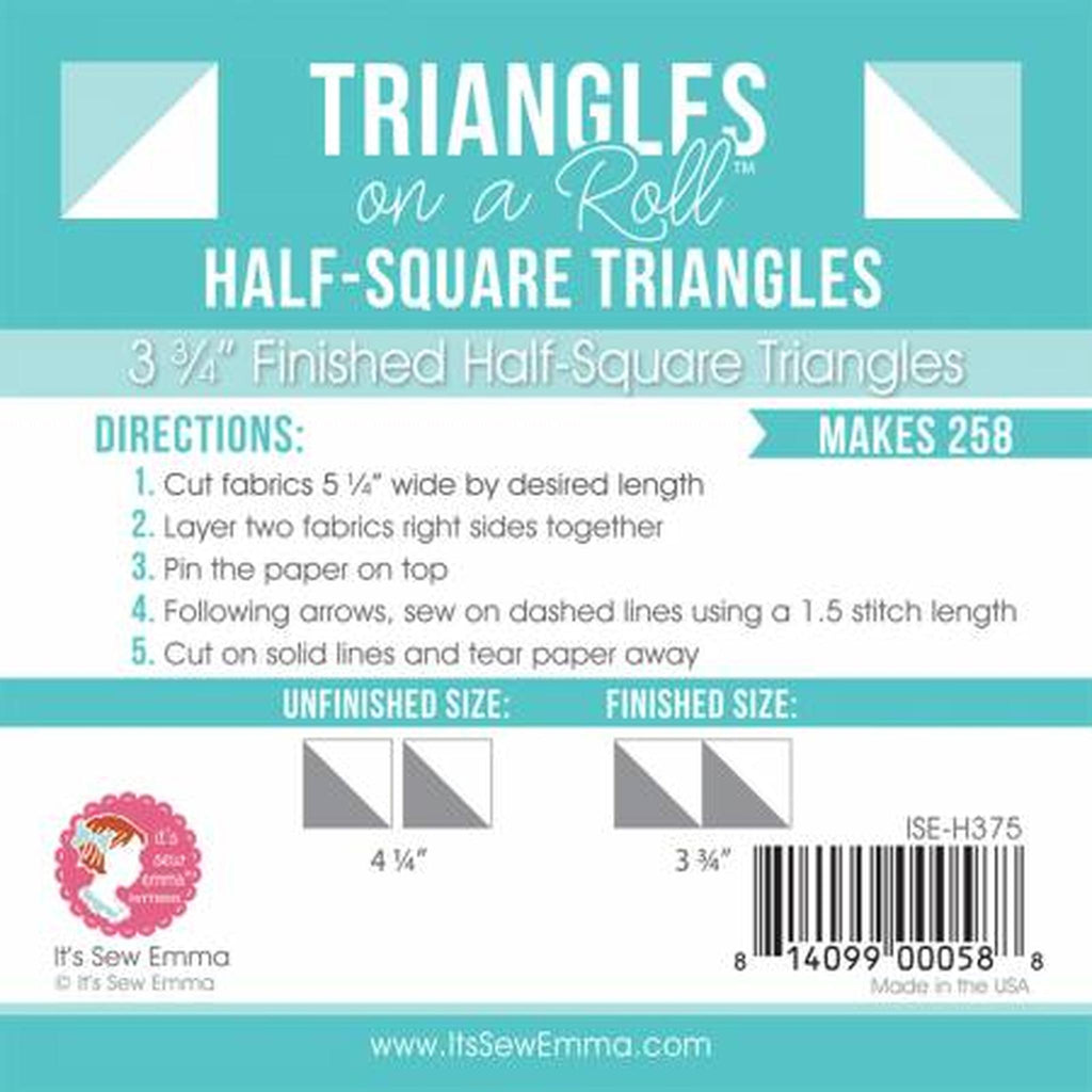 Triangles on a Roll 3 3/4" Half Square Triangle