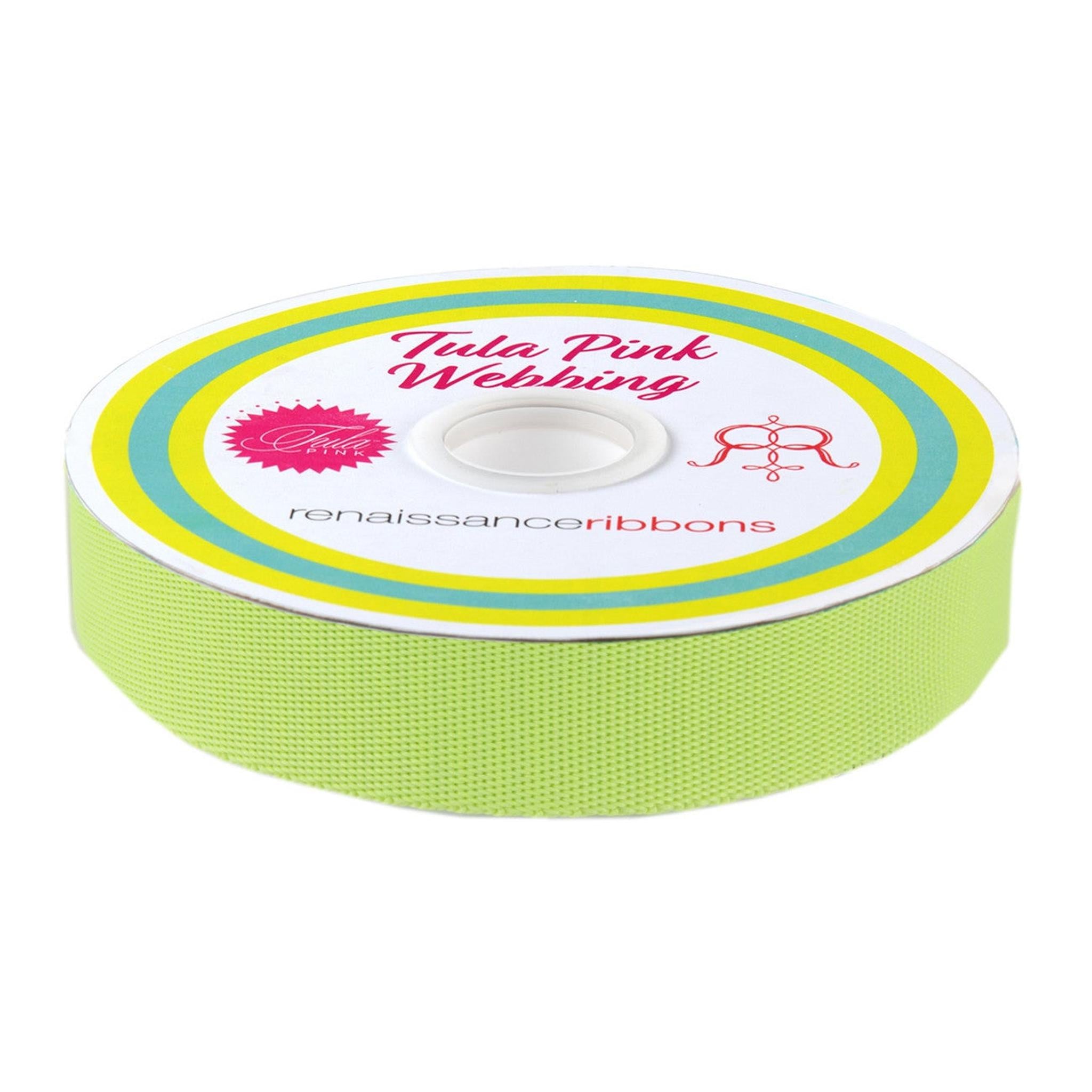 Tula Pink EverGlow Webbing 1" Moonbeam/Neon