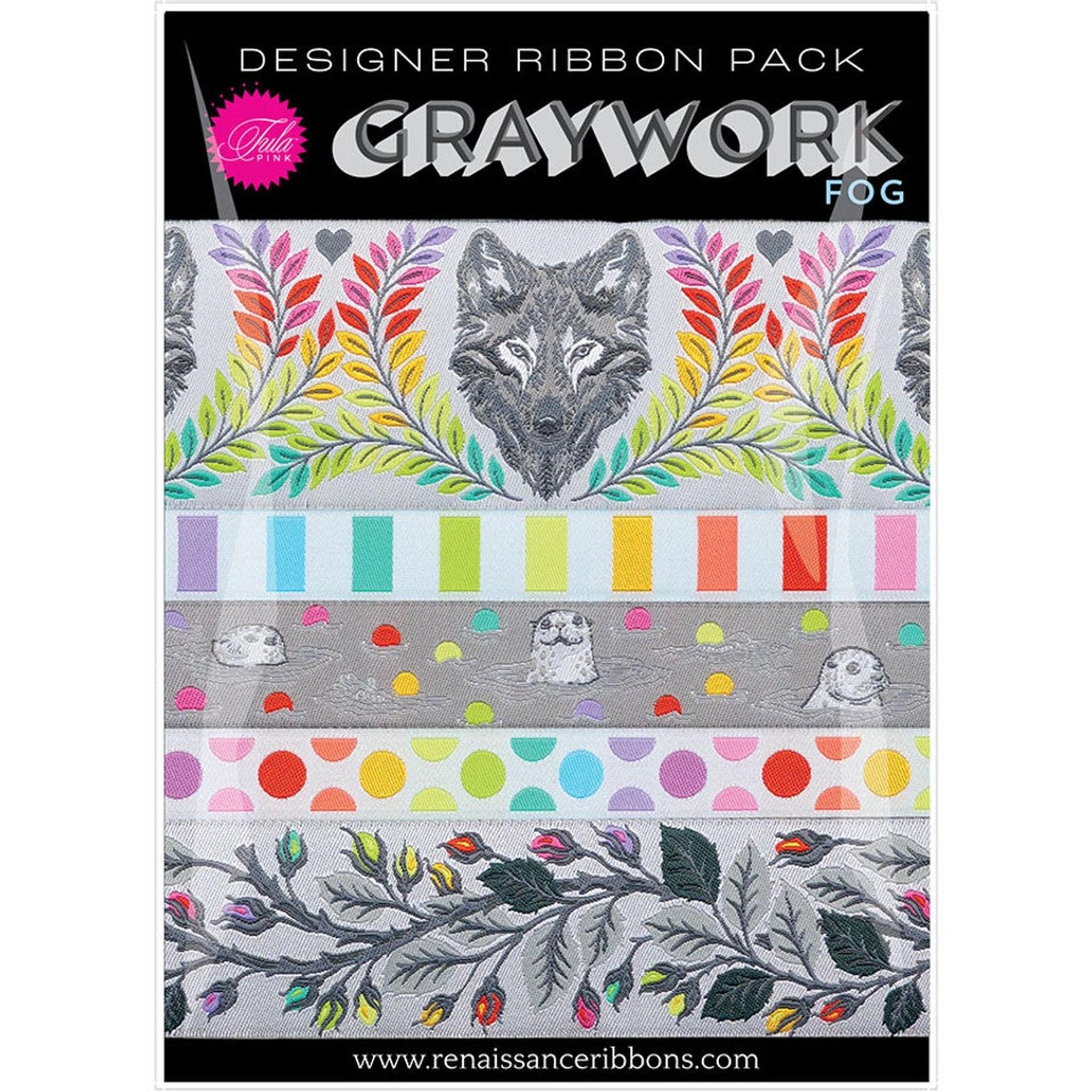 Tula Pink Graywork Ribbon Pack - Fog