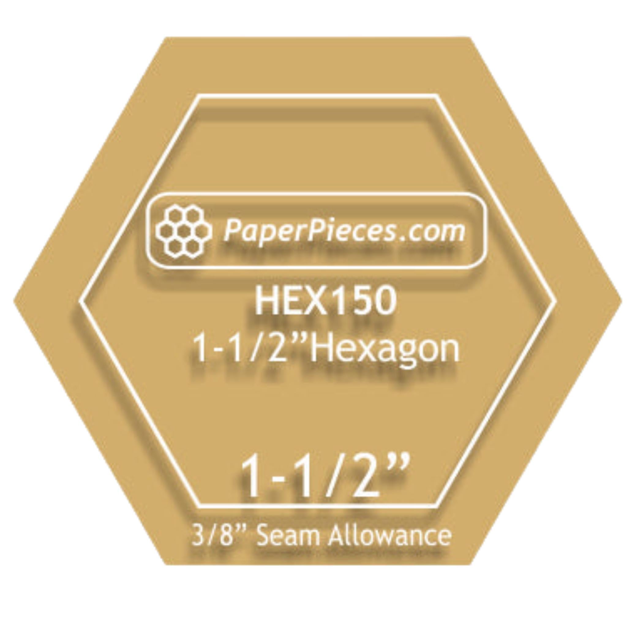 Paper Pieces: Hexagon 1 1/2" - Acrylic Cutting Template