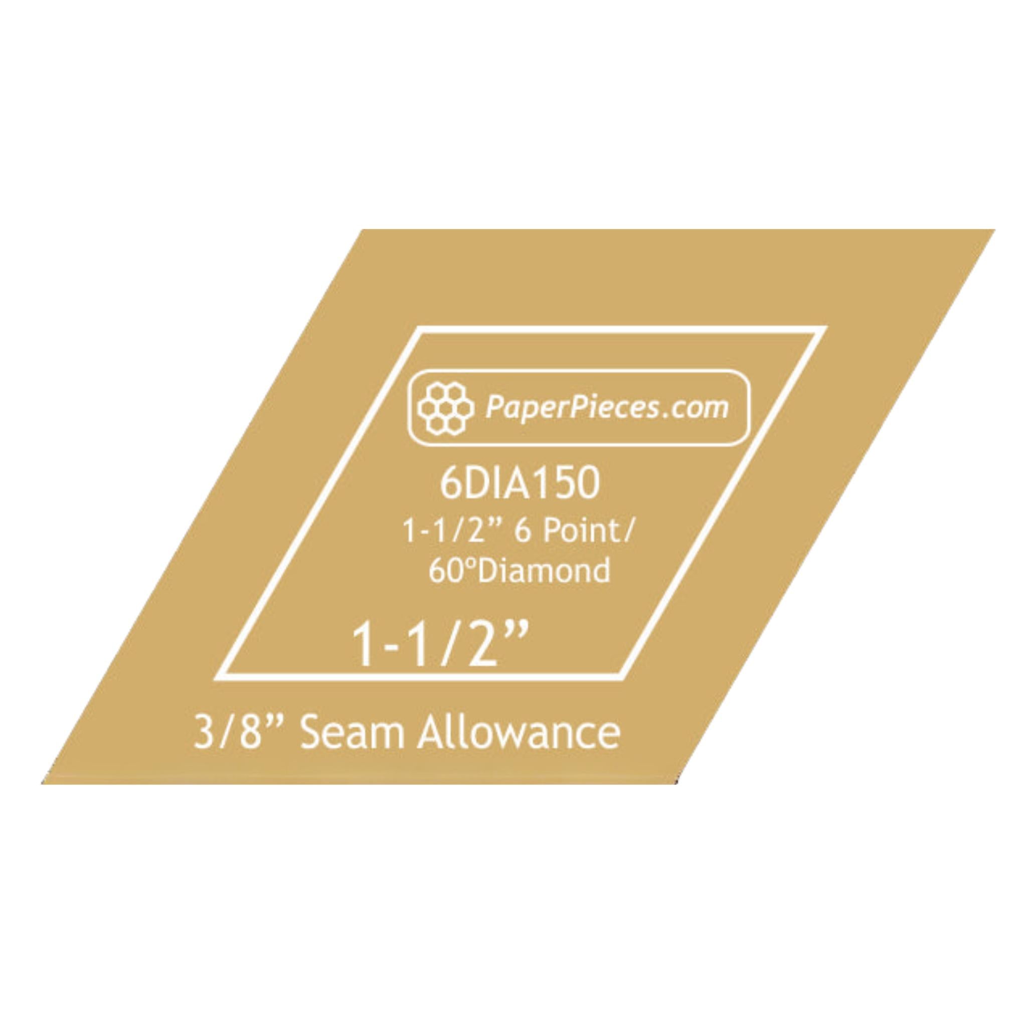 Paper Pieces: Diamond 1 1/2" - Acrylic Cutting Template